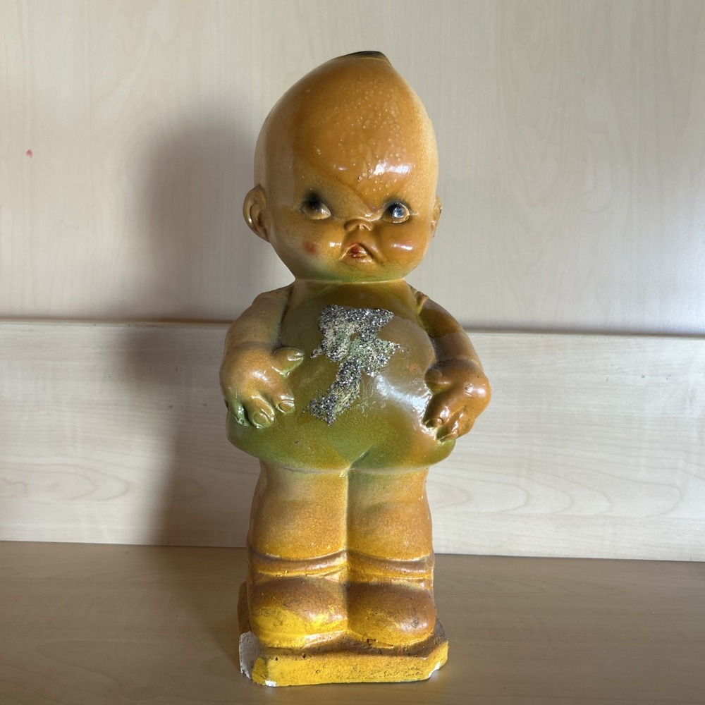 Vintage KEWPIE Chalkware Angel Baby Carnival Prize 12" Tall Air Brushed